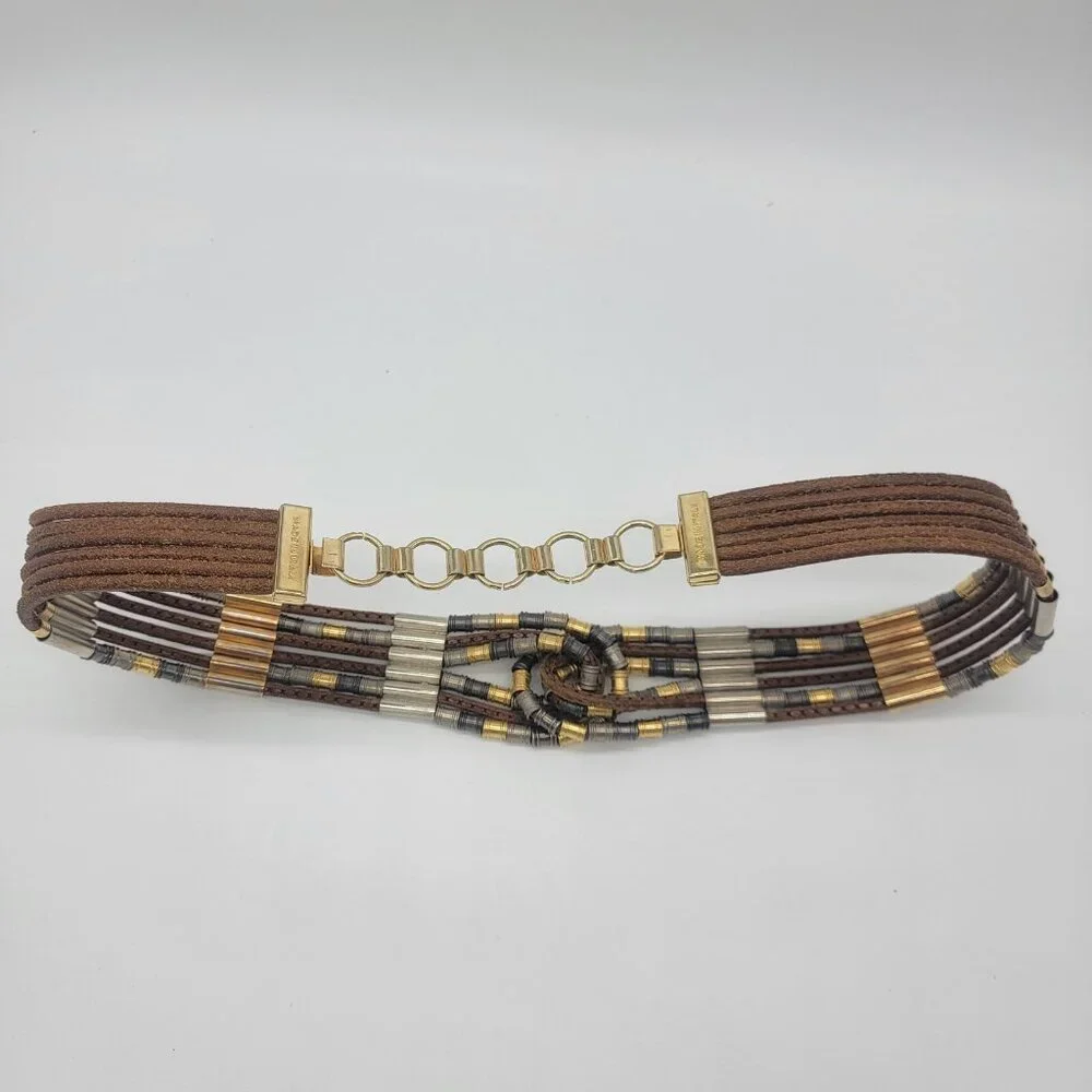 Vintage 80s Belt Womens Statement Twist Leather‎ Link Twisted Chain Belt Italy